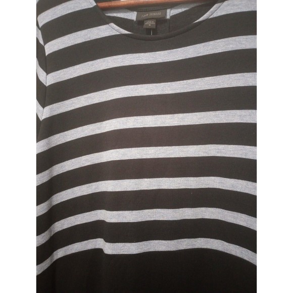 J.Jill Wearever Black Striped Knit Shift Dress Medium Fleece Lined Gray black - Picture 5 of 7